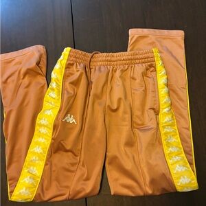 Kappa Men’s Brown Track Pants with Yellow Accents